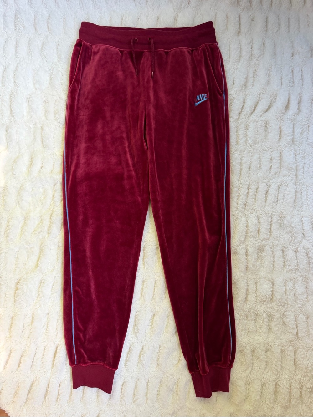 Nike Maroon Velour Heritage Joggers with Embroidered Logo Size S - Picture 4 of 8